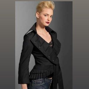 L.A.M.B. Y2K Black Wool Ruffle Pirate Blazer Jacket